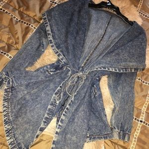 Denim Drawstring Hoodie